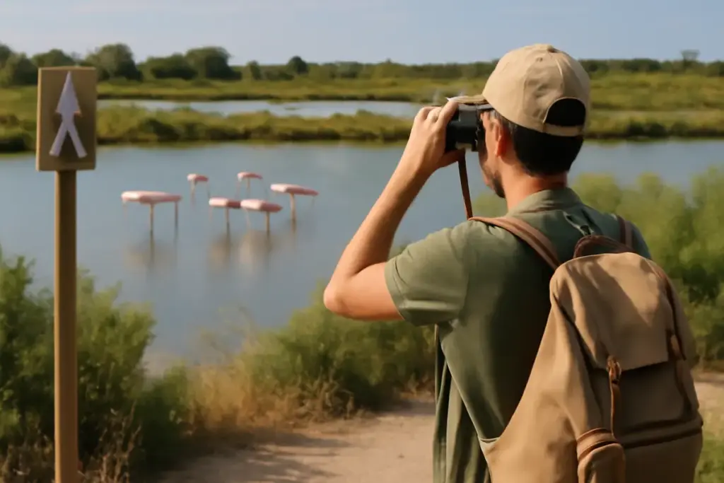 Quali itinerari permettono di avvistare fenicotteri senza disturbare la fauna? Scopri come fare birdwatching in modo responsabile