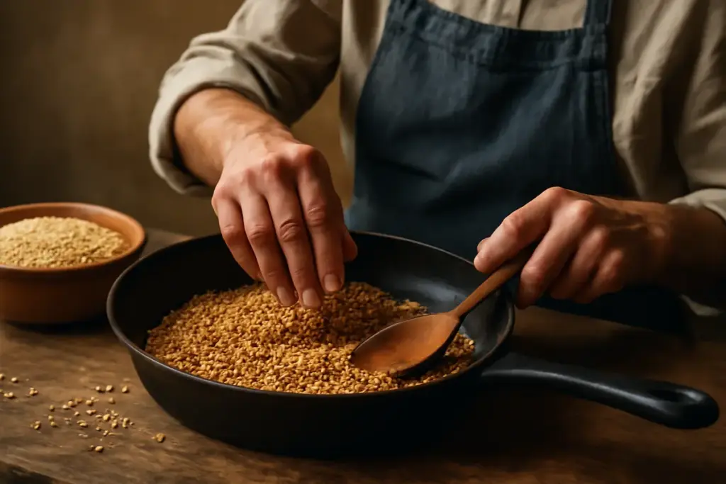 Qual è il segreto per una fregula perfetta? La tostatura fatta a mano che cambia consistenza